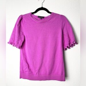 NWT banana republic pink XL knit pullover Pom Pom sleeves New